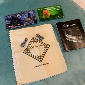 Out of Asia aquamarine sterling silver pendant earrings